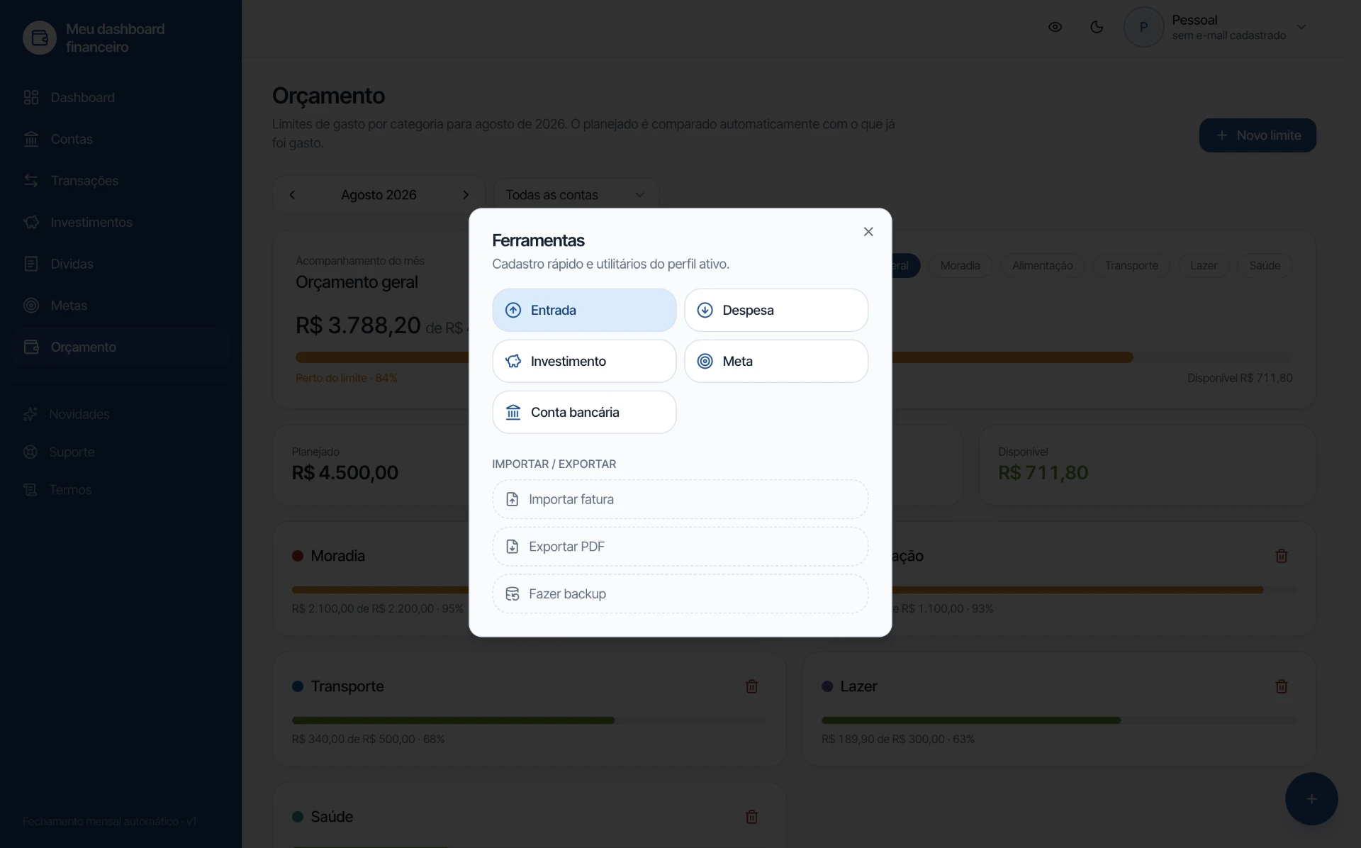 Prévia do vídeo de demonstração do dashboard